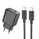 Сетевое зарядное устройство с кабелем HOCO CS22A Value single port PD30W charger set(Type-C to Type-C) Black
