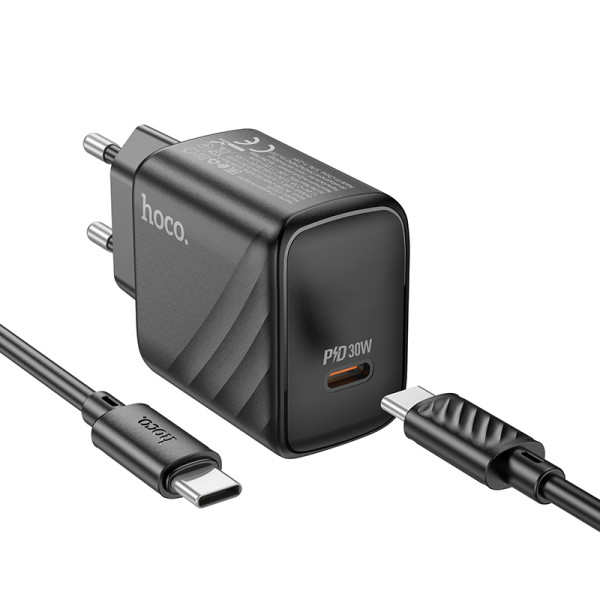 Сетевое зарядное устройство с кабелем HOCO CS22A Value single port PD30W charger set(Type-C to Type-C) Black
