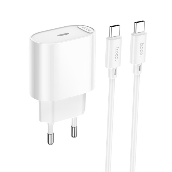 Сетевое зарядное устройство с кабелем HOCO C109A(PD20W) Fighter single port PD20W charger set (C to C) White