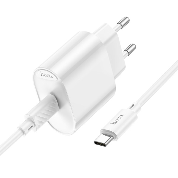 Сетевое зарядное устройство с кабелем HOCO C109A(PD20W) Fighter single port PD20W charger set (C to C) White