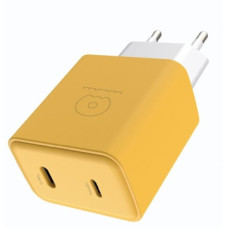 Сетевое зарядное устройство WUW-C189 PD 20W Charger USB C + USB C yellow white