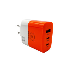 Сетевое зарядное устройство WUW-C215 65W Charger 2 USB C + USB A white orange