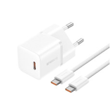 Сетевое зарядное устройство с кабелем Baseus GaN5 Fast Charger(mini) 1C 20W EU Moon White(With: Fast Charging Data Cable Type-C)