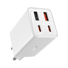 Сетевое зарядное устройство Baseus GaN6 Pro Fast Charger 2C+2U 65W EU Moon White((With:Mini White Cable Type-C to Type-C 100W(20V/5A) 1m White）