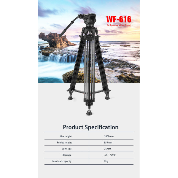 Видео штатив (KIT) WF-616 (h-1,8m, max-8,0kg)