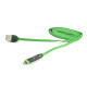 Кабель PowerPlant Quick Charge 2A 2-в-1 плоский USB 2.0 AM – Lightning/Micro 2 м зелений