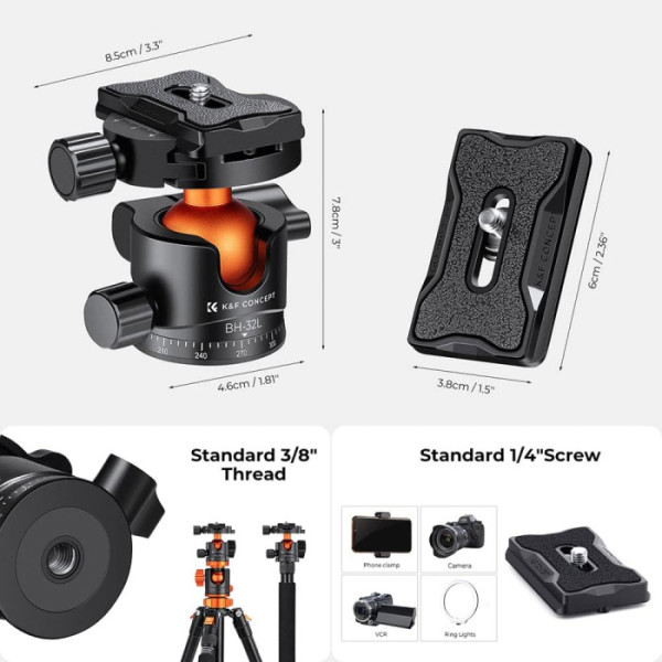 Металлическая шаровая головка для штатива K&F Concept KF31.042V1 (32 мм) (KF31.042V1)
