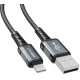 Кабель ACEFAST C1-02 USB to iP 2.4A, 1.2m, nylon, aluminum connectors, Gray