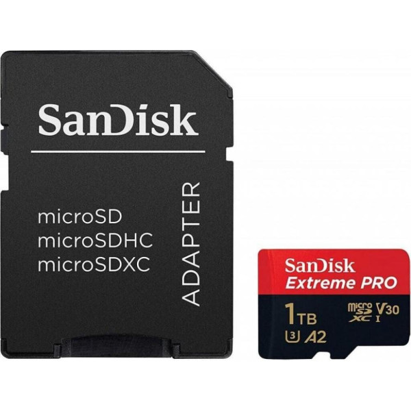 Картка пам’яті microSDXC (UHS-1 U3) SanDisk Extreme Pro A2 1TB клас 10 V30 (R200МБ/с,W140МБ/с) (адаптер)