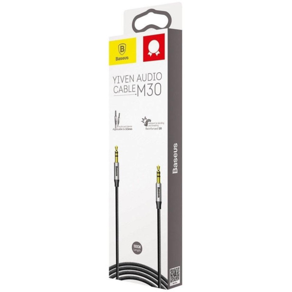 Аудіо-кабель Baseus Yiven Audio Cable M30 1,5 м Сріблясто-чорний