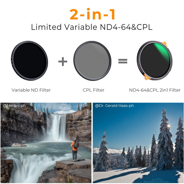 Светофильтр K&F Concept 77mm Variable ND4-64+CPL Nano-X 2-6 Stop (KF01.1917)