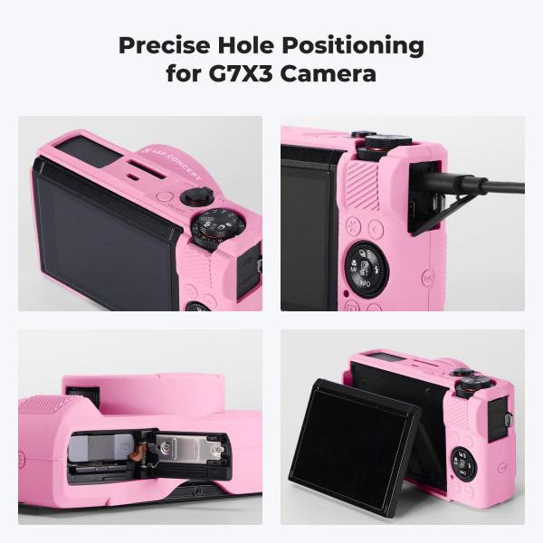 Силіконовий захисний чохол K&F Concept для Canon G7 X Mark III — із захисним склом для екрана, протиударний, рожевий (KF31.229)