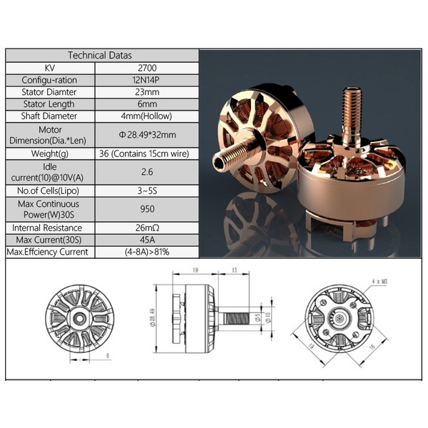 Двигатель AirBot Mr. Copper 2306 2400KV 3-5S для мультикоптеров