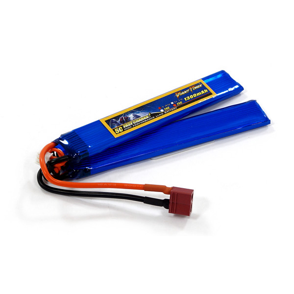 Акумулятор для страйкболу Giant Power (Dinogy) Li-Pol 1300 мАч 7,4 В 130×21×6,5 мм T-Plug 25C