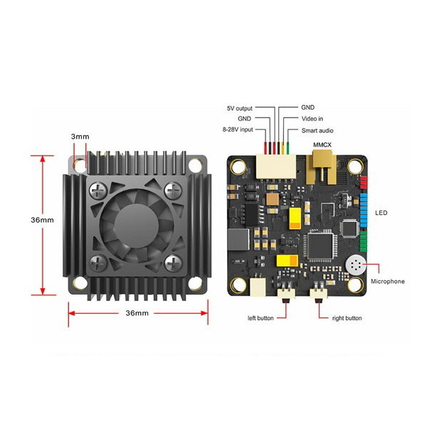 Відеопередавач AKK Long Range 5.8GHz 250-3000mW 30.5x30.5мм