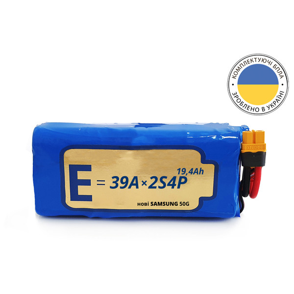 Акумуляторна батарея 2S4P Energy Life 19400мАч Samsung SDI 21700-50G Li-Ion 12AWG XT60-F