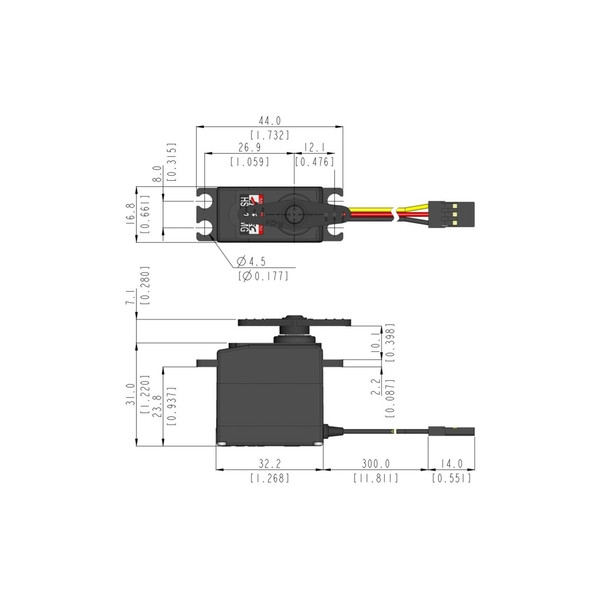 Сервопривод мини 31г Hitec HS-225MG 4.4кг/0.13сек/6.0В аналоговый