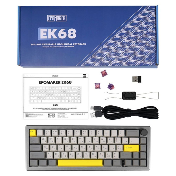 Беспроводная механическая клавиатура EPOMAKER EK68 Flamingo Black (EK68-B-F)
