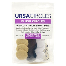 Плюшеві вітрозахисні кружки для петличного мікрофона URSA Straps Plush Circles, мультипак 9 шт. + 30 липких смужок (3 білих + 3 чорних + 3 бежевих) (U-PC-MP)