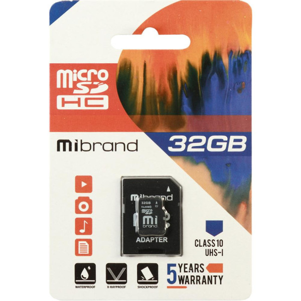 Карта пам'яті microSDHC (UHS-1) Mibrand 32 ГБ класу 10 (адаптер SD)