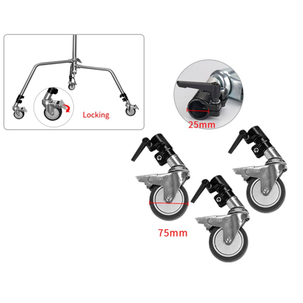 Колеса для C-Stand E-Image CS25S, 25мм (For LCS-01, LCS-02, LCS-03)