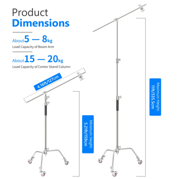 Студийная стойка C-Stand NEEWER SC330W 335 см на колесах + Boom Arm