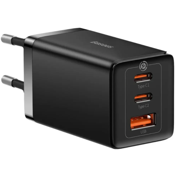 Мережевий зарядний пристрій з кабелем Baseus GaN5 Pro Fast Charger 2C+U 65W EU Black (Baseus Xiaobai зарядний кабель Type-C до Type-C 100W)