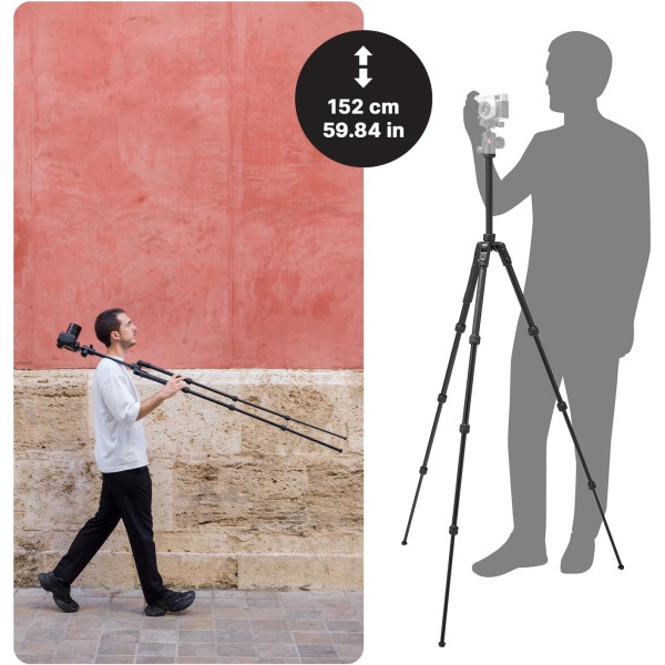 Алюминиевый тревел-штатив Manfrotto Befree GT PRO MTBFRTA4GTFB для фото и видеосъемки без головы