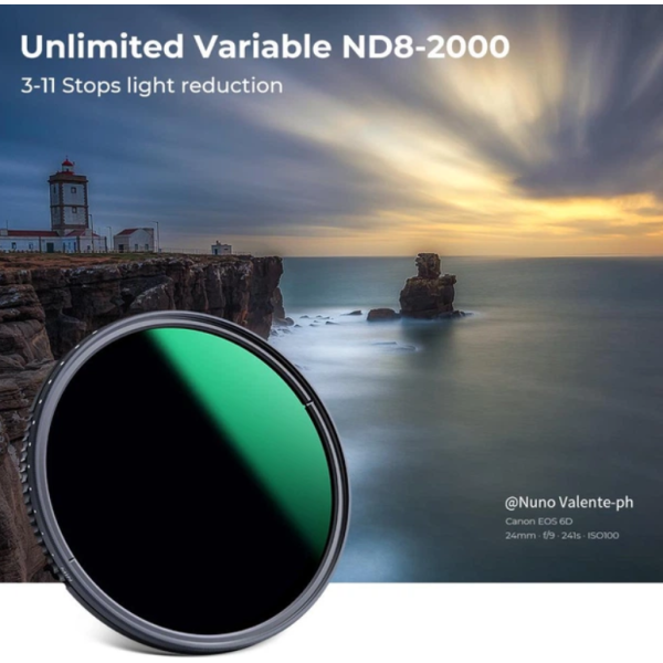 Cвітлофільтр нейтральної щільності K&F Concept Nano-A ND8-2000 77мм 9 ступенів (KF01.1360)