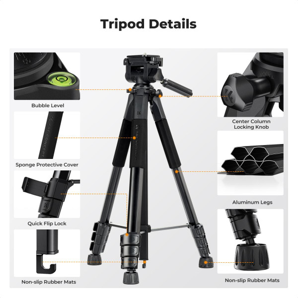 Штатив K&F Concept S254A3 + BV01 173 см Black (KF09.154)