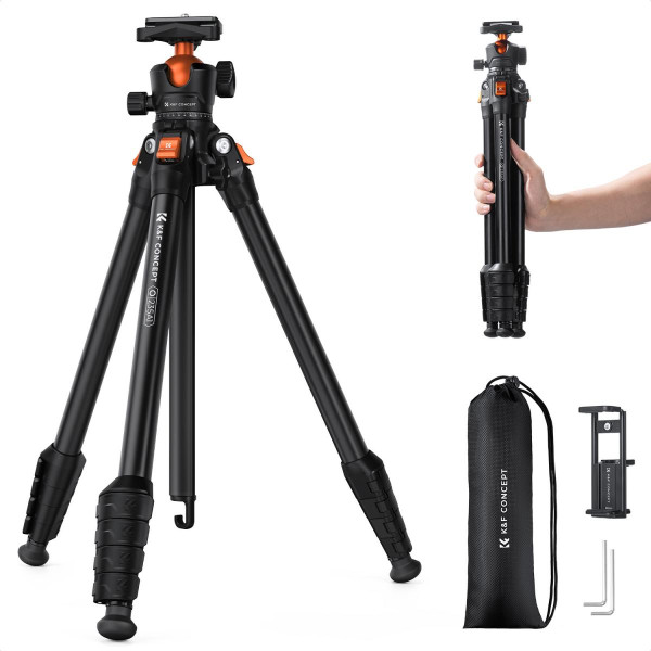 Штатив K&F Concept O235A1 + BH-40 + держатель телефона 162,5 см (KF09.161)