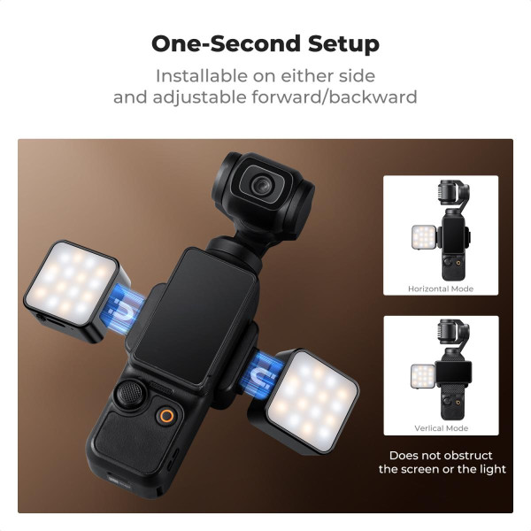Магнитный LED-свет K&F Concept для DJI Osmo Pocket 3 — 1W, USB-C, 3000K–6000K, 2 уровня яркости, вспомогательный свет для фото и видео (KF20.0001)
