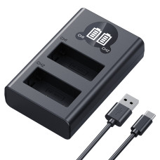 Зарядное устройство K&F Concept Dual Slot LCD Charger for Fujifilm NP-W126 / NP-W126S Batteries (USB-C + Micro USB) (KF28.0106)