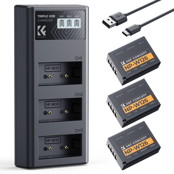 Зарядное устройство K&F Concept Dual Slot LCD Charger for Fujifilm NP-W235 Batteries (USB Type-C) (KF28.0107V1)