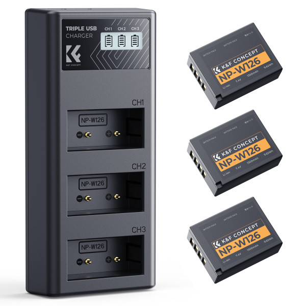 Зарядное устройство K&F Concept Dual Slot LCD Charger for Fujifilm NP-W235 Batteries (USB Type-C) (KF28.0107V1)