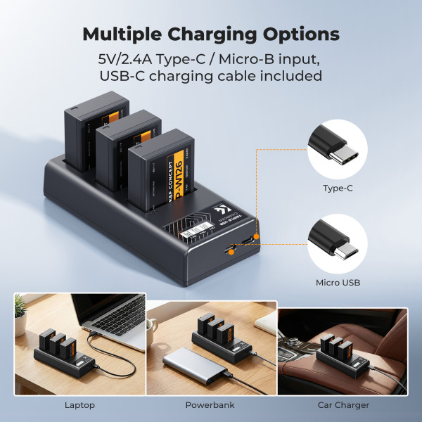 Зарядное устройство K&F Concept Dual Slot LCD Charger for Fujifilm NP-W235 Batteries (USB Type-C) (KF28.0107V1)