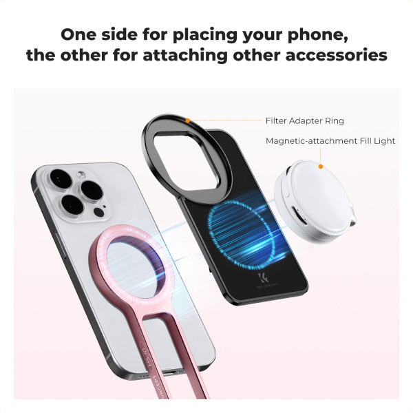 Міні-штатив для iPhone K&F Concept, магніт 22.5N, складаний алюмінієвий MagSafe сумісний Pink (KF31.139S3)