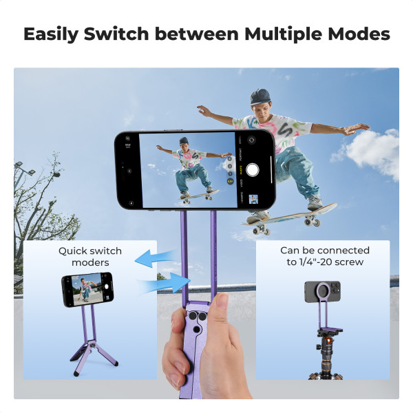 Міні-штатив для iPhone K&F Concept, магніт 22.5N, складаний алюмінієвий MagSafe сумісний Purple (KF31.139S4)