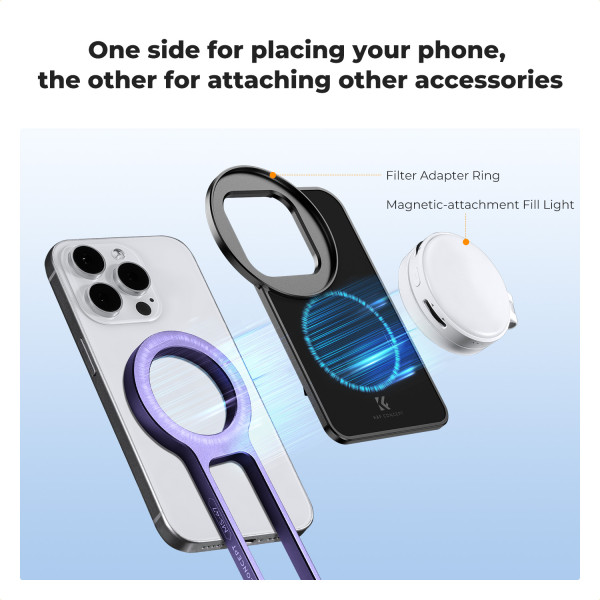 Міні-штатив для iPhone K&F Concept, магніт 22.5N, складаний алюмінієвий MagSafe сумісний Purple (KF31.139S4)