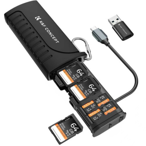Высокоскоростной кардридер и кейс для хранения SD и MicroSD карт K&F Concept (KF31.190)