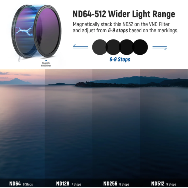 Переменный ND-фильтр Neewer 67mm ND2–512 (1–9 стопов) HD True Colors (66605796)