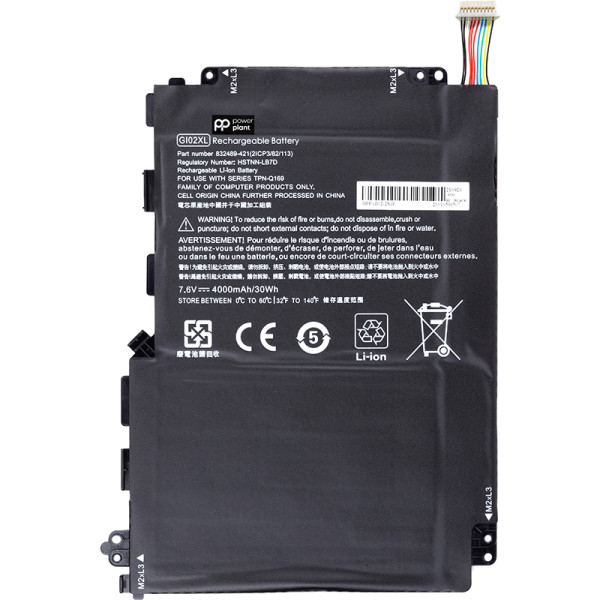 Акумулятор PowerPlant для ноутбуків HP Pavilion X2 12 (GI02XL) 7.6 В 4000 мАч
