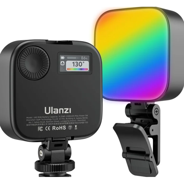 Накамерный свет для телефона прищепка магнит 2500-9000К 60LED CRI 95 Ulanzi U60 RGB