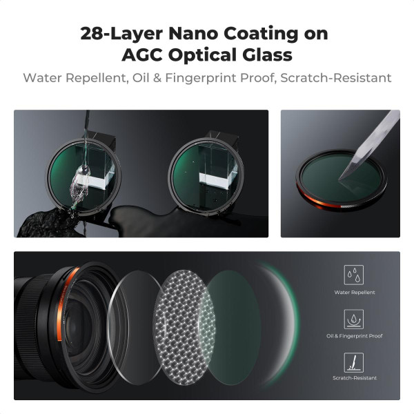 Магнітний набір світлофільтрів K&F Concept 67mm CPL + ND2-32 + Black Mist 1/4 (SKU.2497)