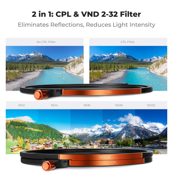 Магнітний набір світлофільтрів K&F Concept 67mm CPL + ND2-32 + Black Mist 1/4 (SKU.2497)