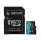Карта памяти microSDXC (UHS-1 U3) Kingston Canvas Go! Plus 256Gb class 10 A2 V30 (R200MB/s, W-160MB/s) (adapter SD)