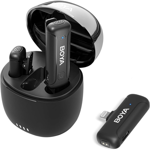 Радиосистема для iPhone (Lightning), 2 микрофона + 1 приемник Boya BY-WM3T-D2 charging case