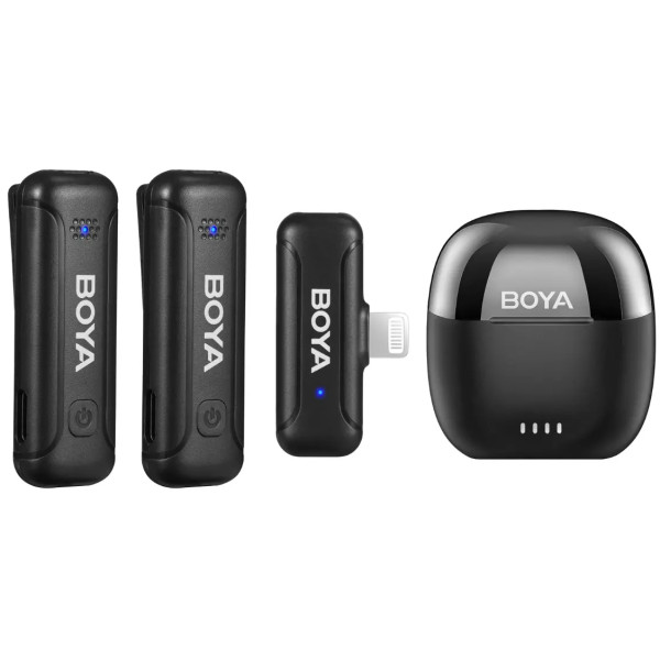 Радиосистема для iPhone (Lightning), 2 микрофона + 1 приемник Boya BY-WM3T-D2 charging case