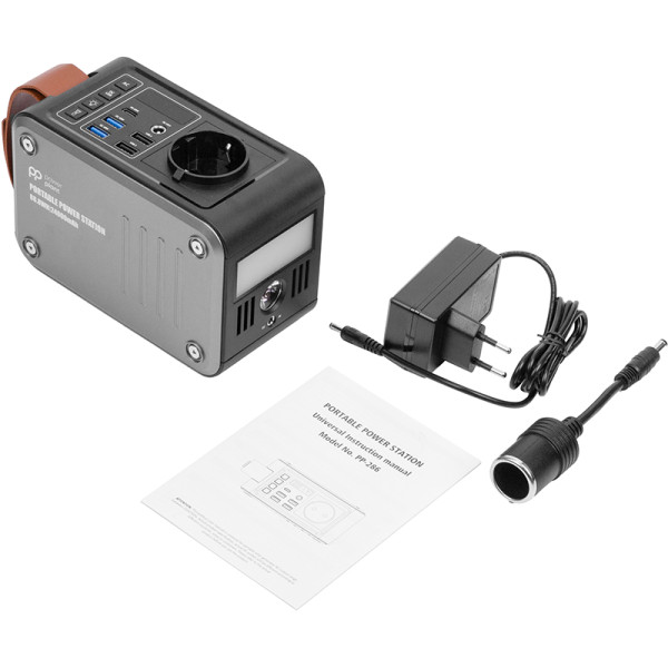 Зарядна станція PowerPlant PP-286 24000mAh, PD 18W, AC 120W, DC12-16.8V, USB-C, 2xUSB QC3.0, бездротовий