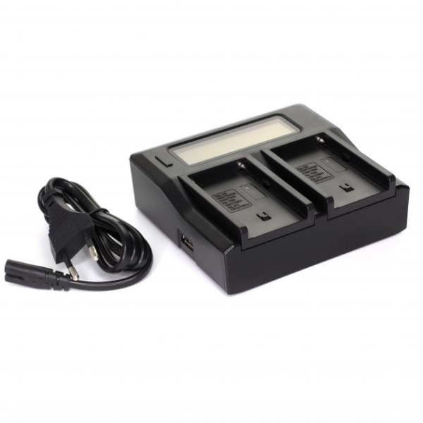 Зарядное устройство MyGear dual DC-LCD для Sony NP-F750/F970, AC кабель